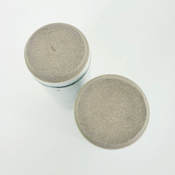 Handcrafted Ceramic Stoneware 16fl. oz. Tumblers or Vases (2), Blue Leaf, Signed - Picture 6 of 10